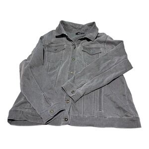 Erika Washed Gray Lightweight Button-Front Shirt Jacket Size 1X